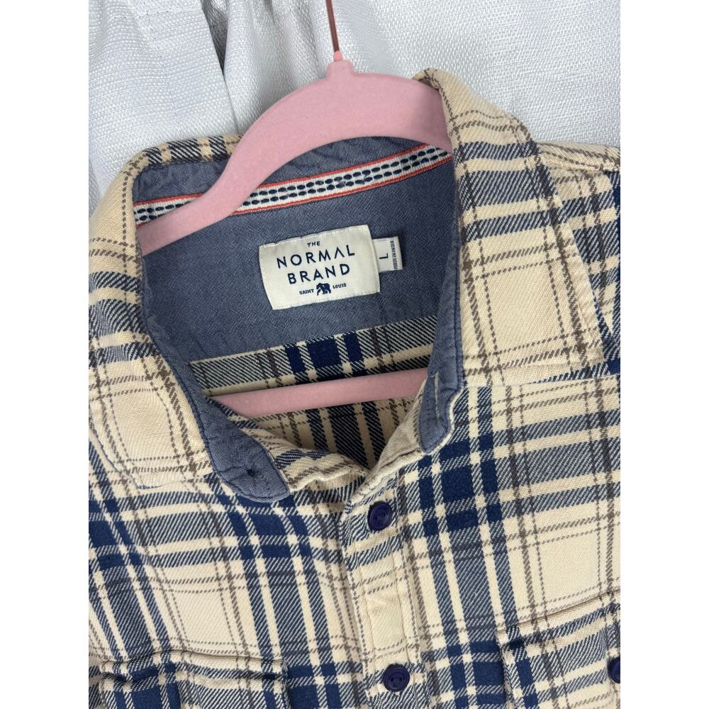 The Normal Brand Plaid Flannel Shirt Large Cotton Shacket Coastal Grandpa - Picture 2 of 8